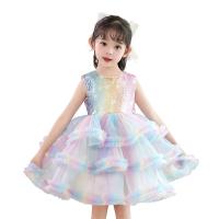 Polyester Slim & Princess Girl One-piece Dress patchwork patchwork multi-colored PC
