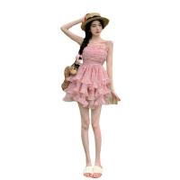Organza Waist-controlled Tube Top Dress pink PC