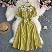 Polyester Waist-controlled One-piece Dress slimming patchwork Solid : PC