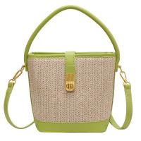 Straw & PU Leather Easy Matching Handbag attached with hanging strap PC