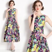 Polyester Waist-controlled & Soft & long style One-piece Dress slimming printed PC