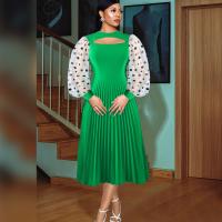 Polyester Slim One-piece Dress green PC