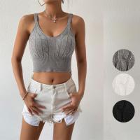 Viscose Tank Top midriff-baring & slimming & backless & off shoulder knitted Solid PC