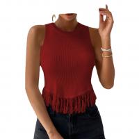 Viscose Tassels Tank Top slimming knitted Solid PC