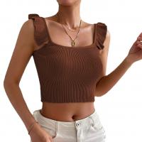 Viscose Tank Top midriff-baring & slimming knitted Solid PC