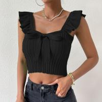 Viscose Women Short Sleeve Blouses midriff-baring & slimming & backless knitted Solid PC