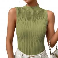 Viscose Tank Top see through look & slimming knitted Solid PC