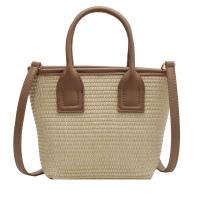 Straw & PU Leather Easy Matching Woven Tote attached with hanging strap PC