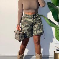 Polyester Shorts & loose printed camouflage green PC