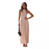 Polyester Slim One-piece Dress backless Solid PC