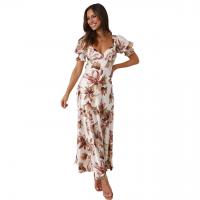 Polyester Waist-controlled One-piece Dress printed shivering PC