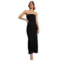 Polyester Slim One-piece Dress backless & tube Solid PC