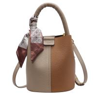 PU Leather with silk scarf & Easy Matching Handbag contrast color & attached with hanging strap Lichee Grain PC