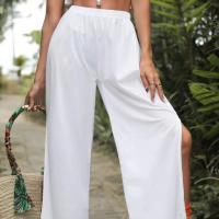 Polyester High Waist Women Long Trousers side slit & loose : PC