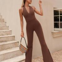 Polyamide Long Jumpsuit backless patchwork Solid PC