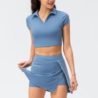 Polyamide Women Sportswear Set & two piece pantskirt & short sleeve T-shirts Solid Set