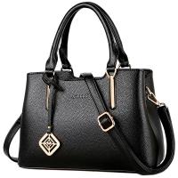 PU Leather Handbag large capacity & attached with hanging strap Lichee Grain PC