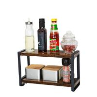 Solid Wood & Iron Multifunction Kitchen Shelf for storage & double layer PC