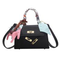 PU Leather with silk scarf & Easy Matching Handbag with hanging ornament & attached with hanging strap Lichee Grain PC