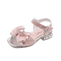 Microfiber PU Synthetic Leather & Rubber with bowknot Girl Sandals & with rhinestone Pair