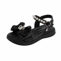 Synthetic Leather & Rubber with bowknot & velcro Girl Sandals & with rhinestone Crown Pair