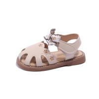 Synthetic Leather with bowknot & velcro Girl Sandals & hollow embroidered floral Pair