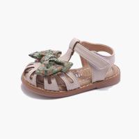 Beef Tendon & Microfiber PU Synthetic Leather velcro Girl Sandals & hollow printed floral Pair