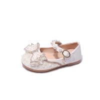 Beef Tendon & PU Leather with bowknot & velcro Girl Moccasin Gommino & with rhinestone Pair