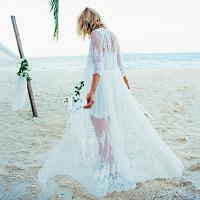 Polyester Swimming Cover Ups see through look & Ultra-Thin & loose white : PC