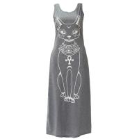 Mixed Fabric & Cotton Plus Size One-piece Dress slimming & loose & ankle-length printed Cartoon PC
