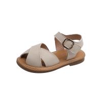 Microfiber PU Synthetic Leather & Rubber velcro Girl Sandals Solid Pair