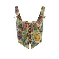 Spandex & Polyester & Cotton Waist-controlled & Lace Up Camisole midriff-baring jacquard floral PC