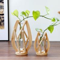 Glass & Wood Vase for home decoration handmade PC