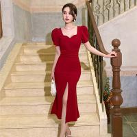 Polyester Slim Sexy Package Hip Dresses & skinny style Solid PC