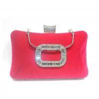 Velour & Polyester Pillow Shaped Handbag attached with hanging strap & with rhinestone PC