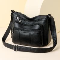PU Leather Concise Crossbody Bag large capacity & soft surface & waterproof Solid PC