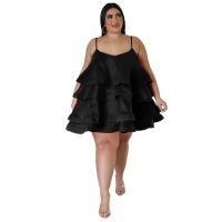 Polyester Plus Size One-piece Dress backless & off shoulder & loose Solid PC