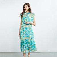Polyester Waist-controlled One-piece Dress slimming & loose printed Solid PC