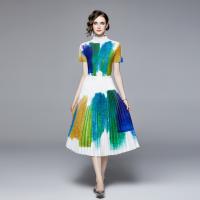 Polyester Waist-controlled & Pleated Two-Piece Dress Set & two piece stretchable Set