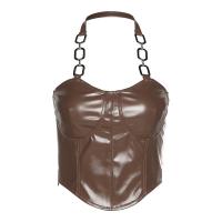 Polyester Camisole Solide Brown stuk