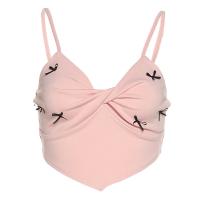 Spandex & Polyester Camisole midriff-baring & with bowknot & backless pink PC