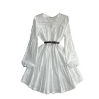 Polyester Waist-controlled One-piece Dress slimming patchwork Solid white PC