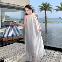Chiffon One-piece Dress & loose patchwork Solid white PC