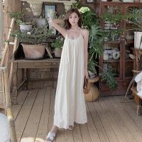 Polyester Slip Dress backless & loose Solid white : PC