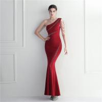 Polyester Slim Long Evening Dress & One Shoulder iron-on PC