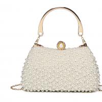 Metal & Plastic Pearl & Polyester Easy Matching Handbag with chain & with rhinestone PC