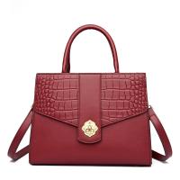 PU Leather hard-surface & easy cleaning & Concise Handbag durable & attached with hanging strap crocodile grain PC