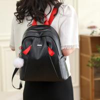 PU Leather easy cleaning Backpack with hanging ornament & large capacity Solid PC