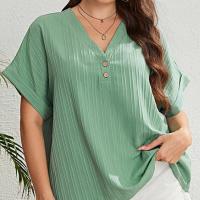 Polyester Women Short Sleeve T-Shirts & loose green PC