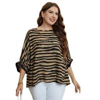 Polyester Women Short Sleeve T-Shirts & loose printed striped PC